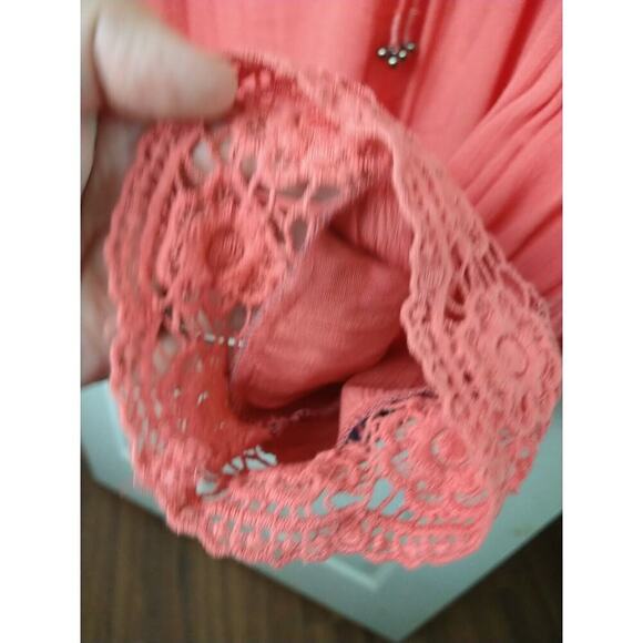 Justify Pink V Tassel Long Sleeve Semi Sheer Blouse. Size 1X - Picture 5 of 11